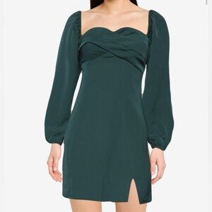 Abercrombie Dark Green Long Sleeve Mini Dress Size Medium Petite MP
